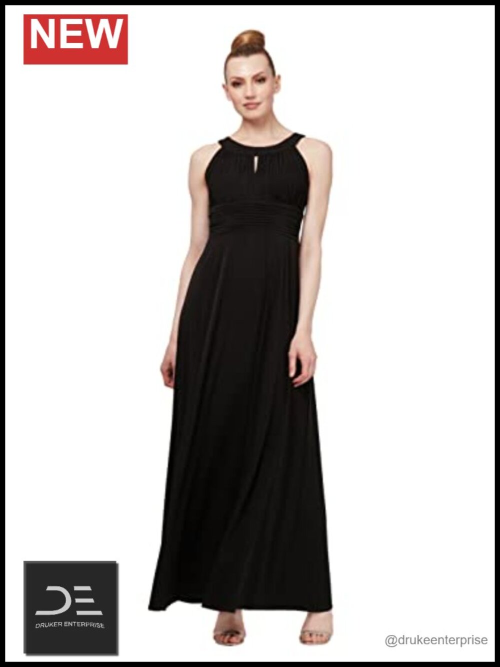 Sleeveless Solid Color Maxi Dress Ruched Waist